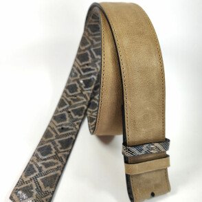 Ceinture reversible femme Tabac / Imprimé lézard stylisé